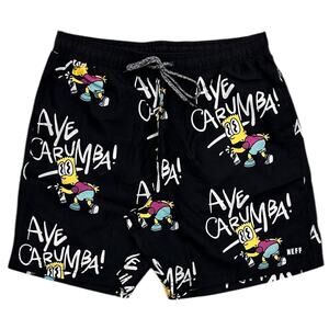 Neff X The Simpsons Men's Bart Hot Tub Volley Shorts Swim Trunks Boardshorts